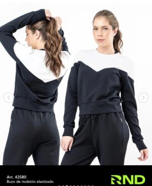 PULOVER DAMA NEGRO C/ BLANCO RONDINA