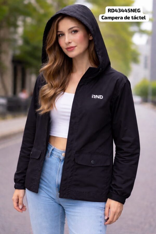 CAMPERA DAMA IMPERMEABLE NEGRO RONDINA