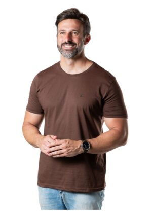 IB18481MARRON-1 REMERA BÁSICA DE ALGODÓN CABALLERO COLOR MARRÓN IBR FASHION