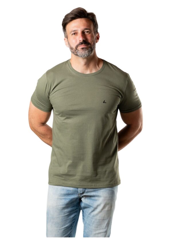 IB18481VERDE-1 REMERA BÁSICA DE ALGODÓN CABALLERO COLOR VERDE IBR FASHION