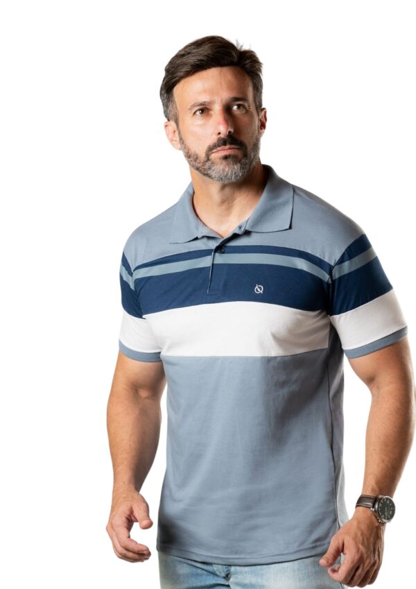 IB19454-1 REMERA POLO ALGODON CABALLERO AZUL C/ BLANCO IBR FASHION