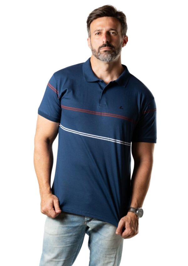 IB19458-1 REMERA POLO DE ALGODÓN CABALLERO COLOR AZUL MARINO IBR FASHION