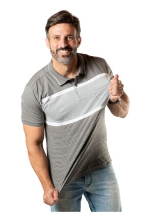 REMERA POLO CABALLERO COLOR GRIS CON BLANCO IBR FASHION