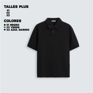 REMERA POLO CABALLERO NEGRO VERDE Y AZUL M. STYLE CLASSICS SEEDER