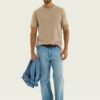 4F8730MEN-1 REMERA BÁSICA COLOR BEIGE CON DISEÑO HERING