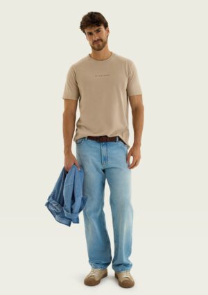 4F8730MEN-1 REMERA BÁSICA COLOR BEIGE CON DISEÑO HERING