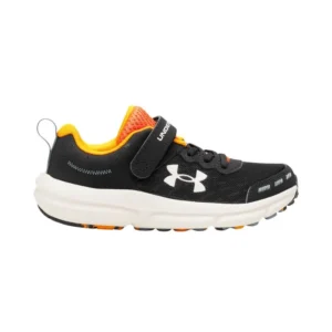 UNDER ARMOUR ASSERT 10 AC NIÑO NEGRO, BLANCO Y NARANJA